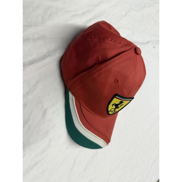 FERRARI Hat Color Red Italian Flag One Size Adjustable Cap - Picture 9 of 13